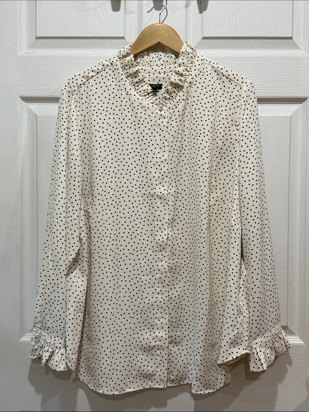 Talbots 2X Black Polka Dotted Blouse